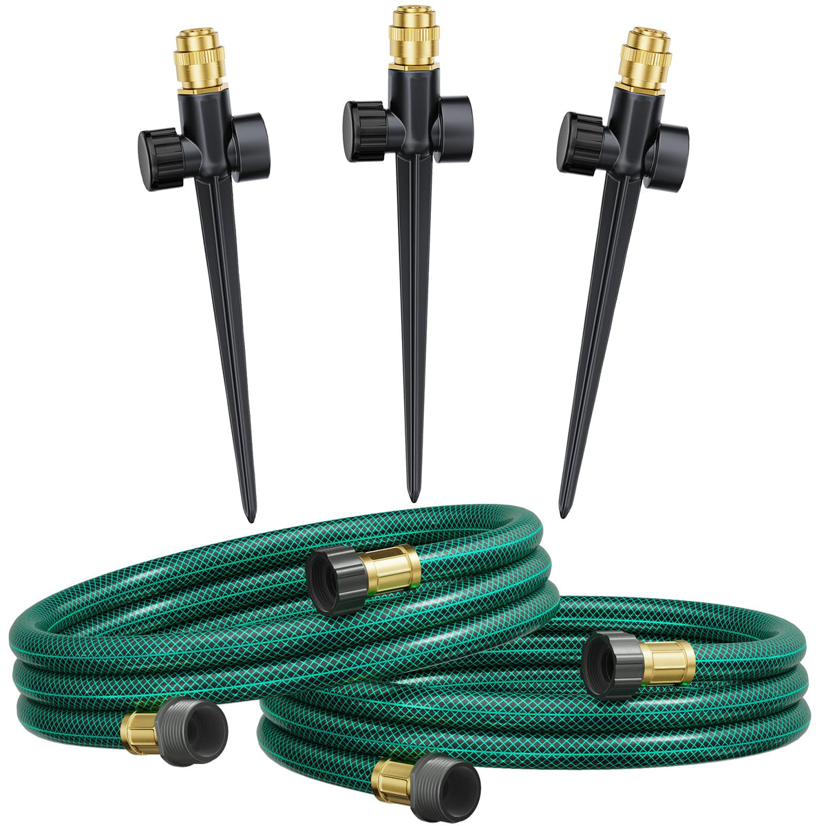 FANHAO Above Ground Irrigation Garden Sprinkler System, Metal Adjustable Garden Sprinkler Set, 360
