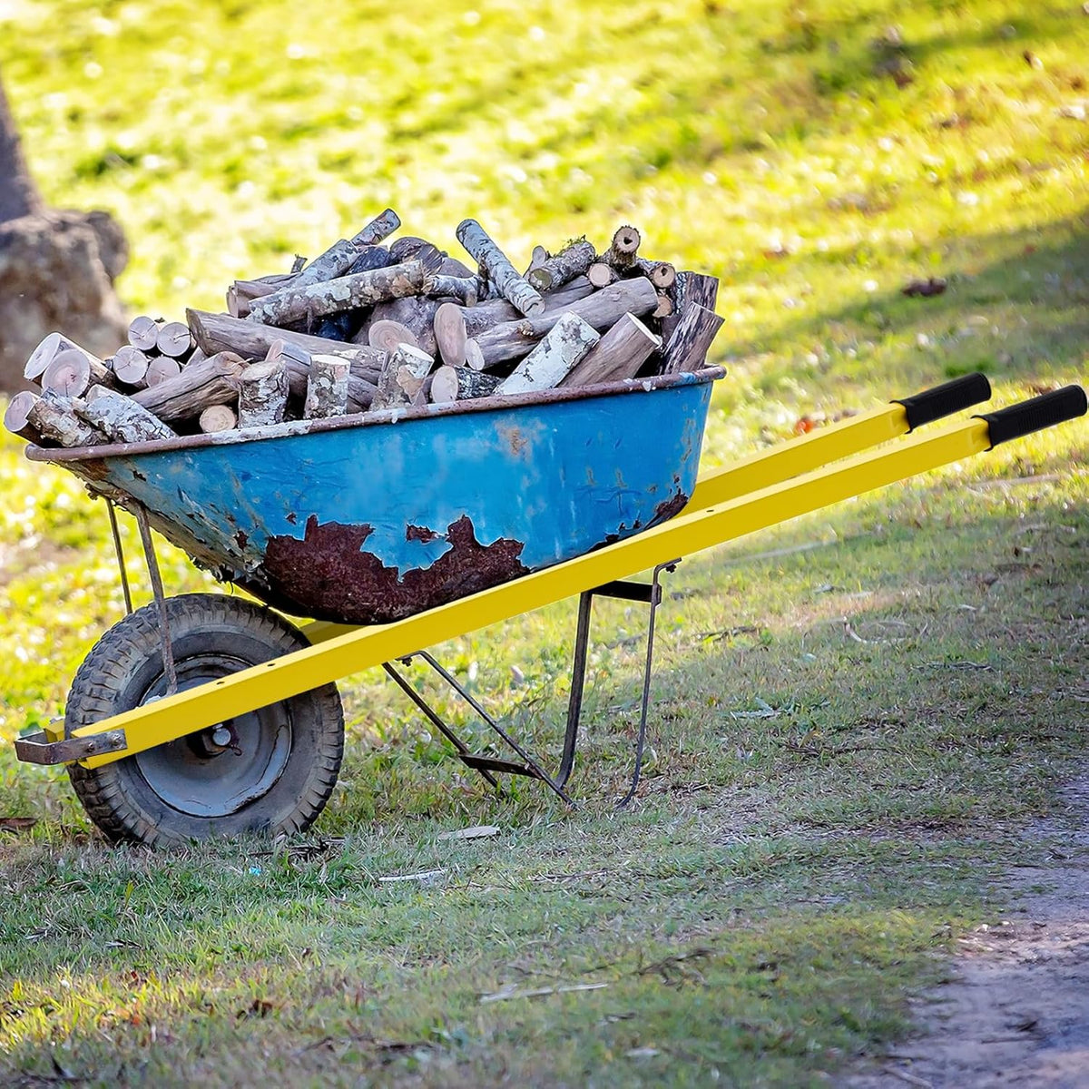 Gisafai 2 Pair Wheelbarrow Replacement Handles Kit 60 Inches Metal Wheelbarrow Handles Heavy Duty