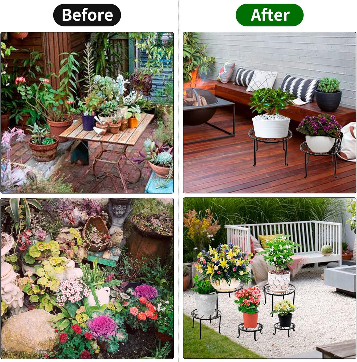 5 packs Rustproof Metal Plant Stands for Multiple Plant, Heavy Duty Plants Holder Outdoor Indoor