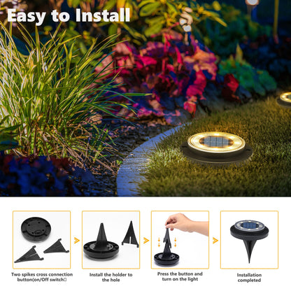 Solar Lights Outdoor Waterproof，Warm White 12 Pack 2-in-1 Ground Lights
