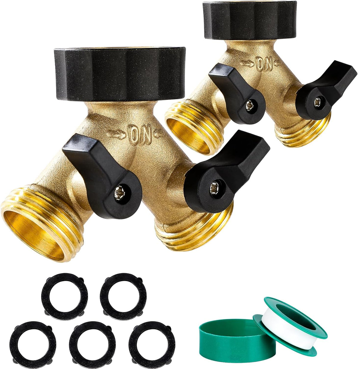 Dalmbox Garden Hose Splitter 2 Way, Y Connector Brass Garden Hose Adapter, Water Hose Splitter