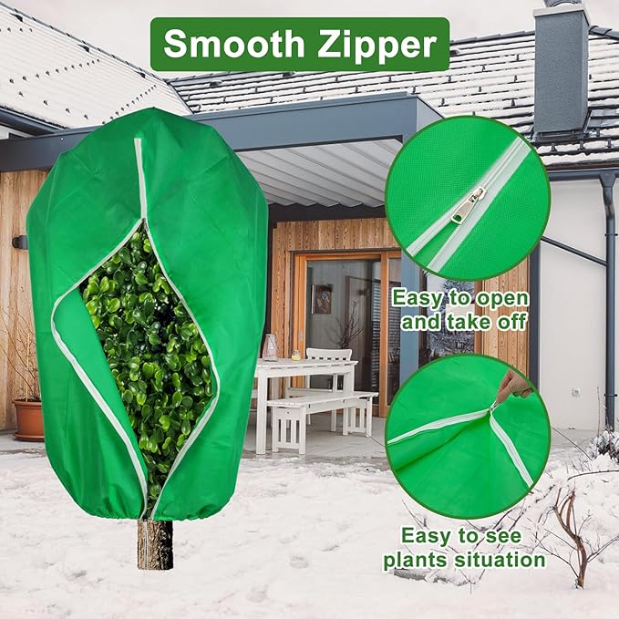 SPORTYOUTH 4 Pack Plant Covers Freeze Protection, 32" x 47.2" Winter Frost Blankets Cloth with