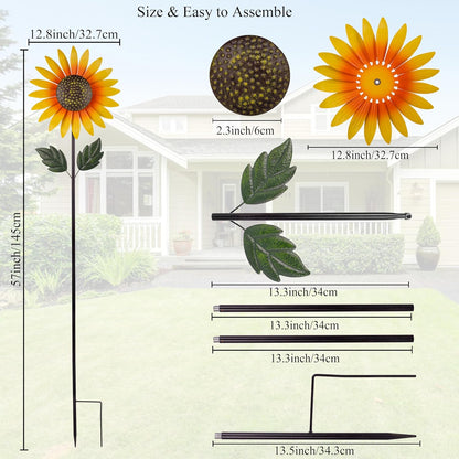Yard Wind Spinner Outdoor,Garden Wind Spinners & Wind Sculptures,Sunflower Windmills Lawn
