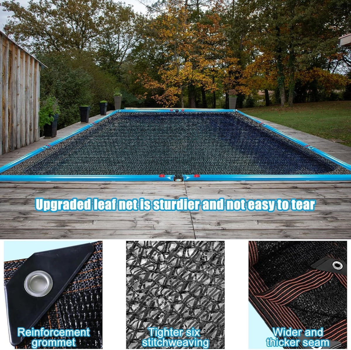 18 x 36 Ft Pool Leaf Net Cover- Thicken Rectangle Leaf Netting for Inground and Above Ground