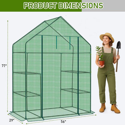 Outvita Walk-in Greenhouse, Outdoor Durable PE Plant Green House for Frost Protection with 3 Tiers