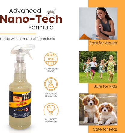 Natural Mosquito Control Ready to Use Spray, Repels Mosquitoes, Ticks, Fleas, Flies, Gnats, and