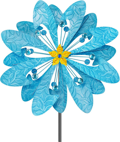 Solar Wind Spinner Retro Spinner, Waterproof Outdoor Metal Wind Sculpture for Patio, Lawn & Garden
