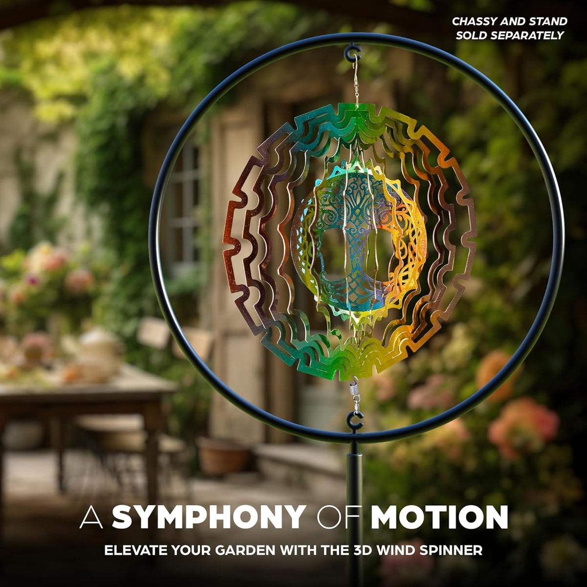 Skylar Tree of Life Wind Spinner, Stainless-Steel Garden Decor, 3D Wind Charm with Holographic