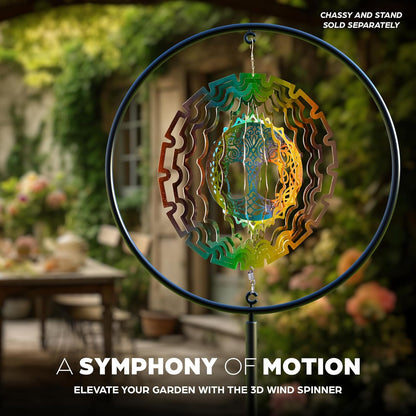 Skylar Tree of Life Wind Spinner, Stainless-Steel Garden Decor, 3D Wind Charm with Holographic