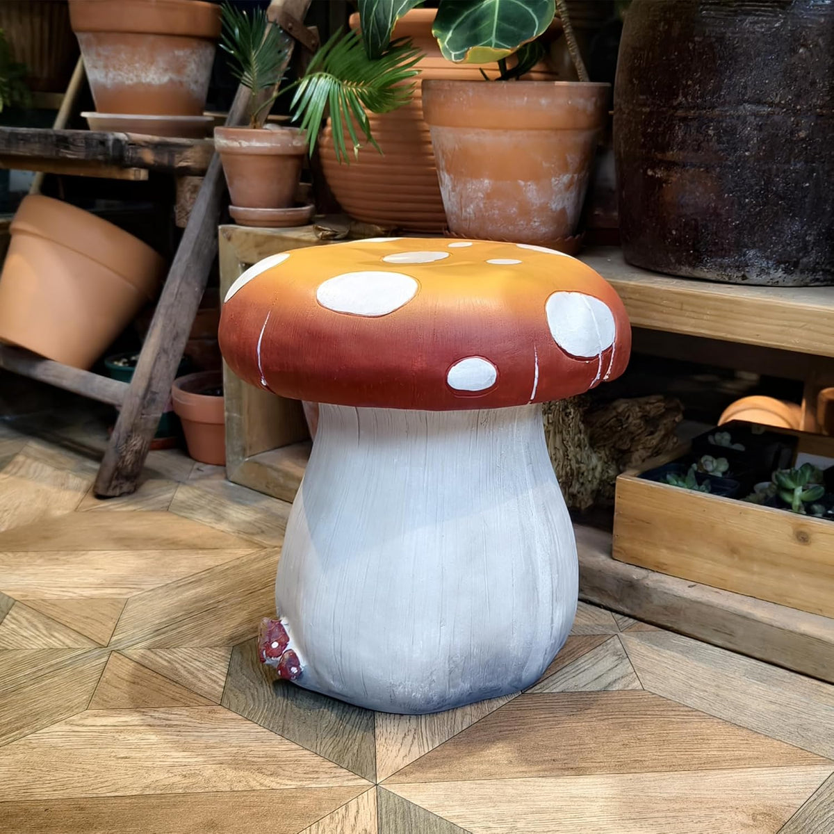 Mushroom Resin Statue Stool Over Sized Sculpture Courtyard Lawn Pond Ornament Garden Outdoor Patio