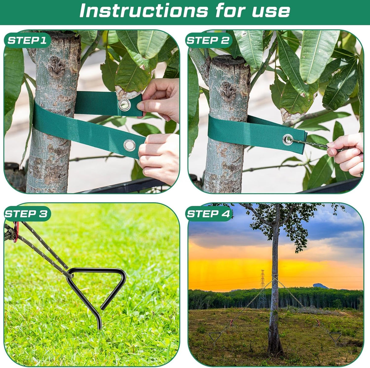 Sintuff 12 Set Tree Stakes and Supports Kit for Anti Hurricane Leaning Trees Straightening Heavy