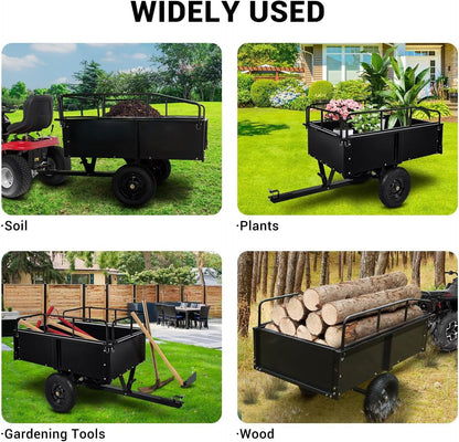 Garvee Garden Utility Trailer, 17 Cu. Ft & 750 LBS Capacity, ATV UTV Hauling Trailer, Tow Behind
