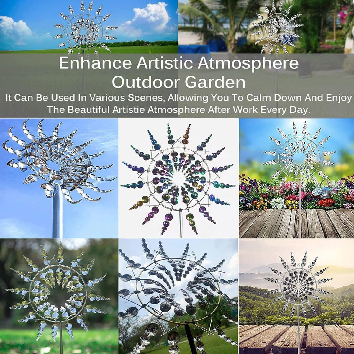 Generic Shirem Magical Metal Windmill, Kinetic Wind Sculptures & Spinners, 3D Wind Spinner, Kinetic