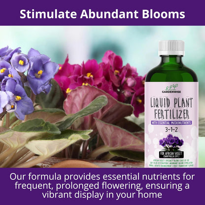 3-1-2 African Violet Fertilizer for Indoor Plants: Liquid Fertilizer with Essential Micronutrients