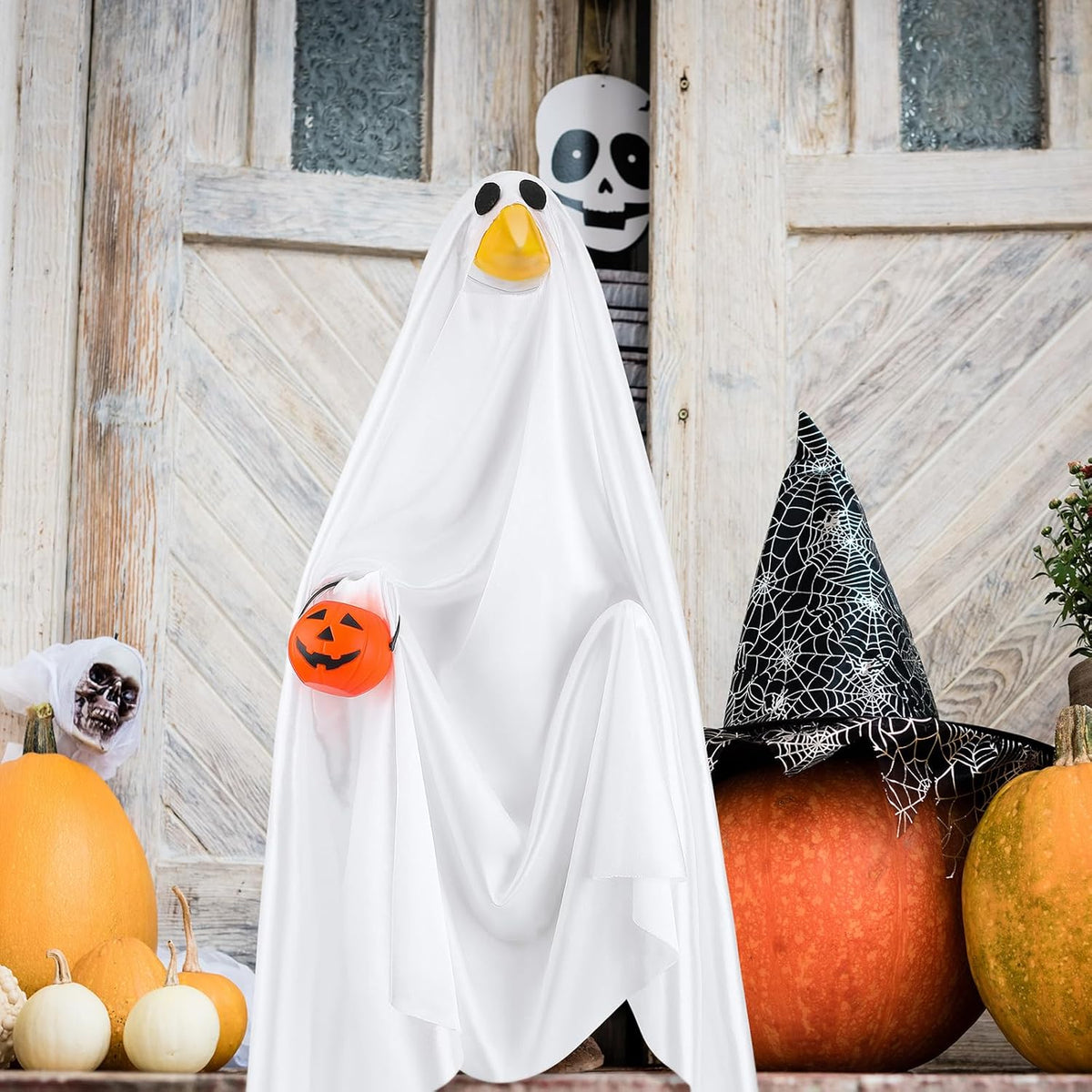 Halloween Goose Outfit Ghost Porch Outfits Yard Clothes Silly Lawn Shirt for 23'' Cement Plastic