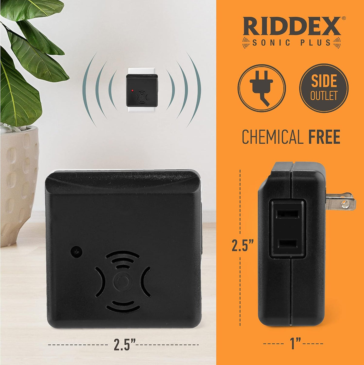 Riddex Sonic Plus Ultrasonic Pest Repeller, Plugs in with extra Outlets Indoor Use - Insect