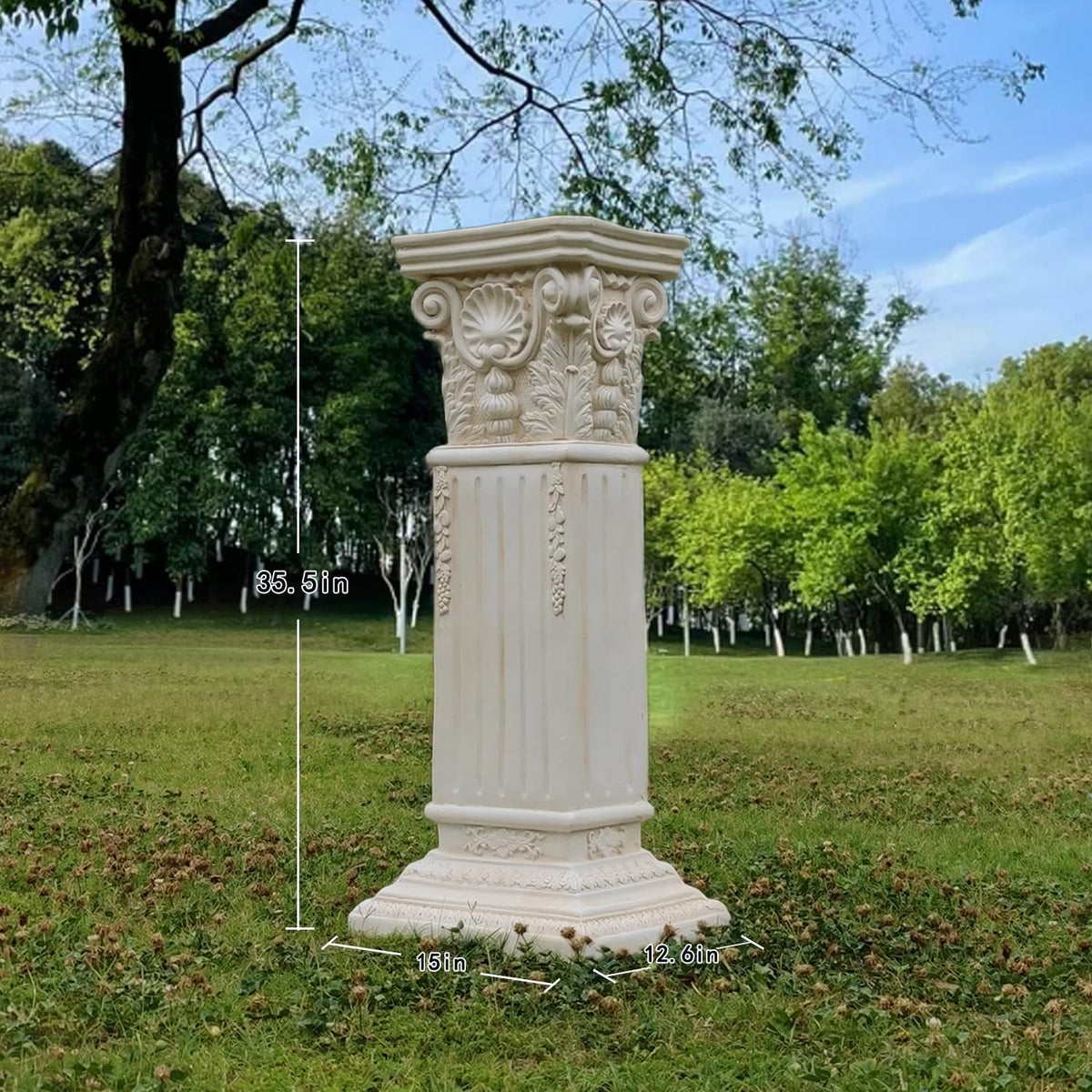 Large 35.5" Vintage Weathered Corinthian Column Pillar with Base Pedestal Magnesium Oxide Ideal for
