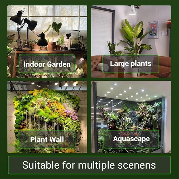 RDJ Bouns Hanging Grow Lights for Indoor Plants, 26W Full Spectrum 4H/8H/12H Timer Switch, 16.4FT