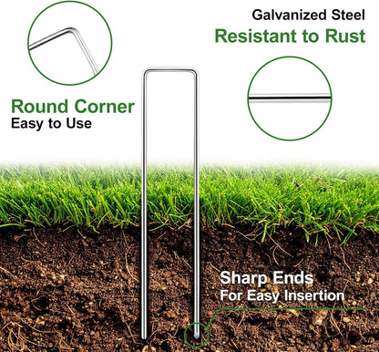 6 Inch Garden Stakes, 50 Pack Landscape Staples Anti-Rust 11 Gauge Galvanized Ground Stakes Pins