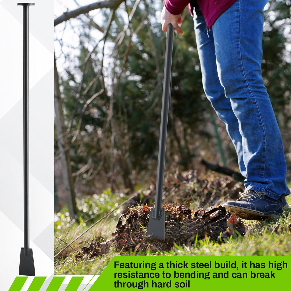 Tamping and Digging Bar Steel Bars Post Hole Digger Tamping Bar, 12 Pound, 48 inch