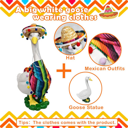 Porch Goose Statues + Porch Goose Outfits, 20" Large Durable Resin Goose Statue Decor with Fun