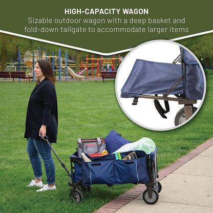 TIMBER RIDGE Tailgate Collapsible Folding Wagon Cart, Heavy Duty Utility Push Pull Beach Wagon