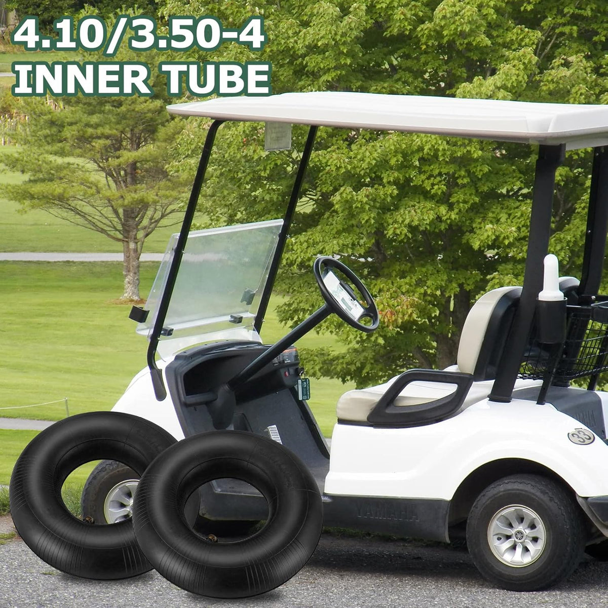 4.10/3.50-4 Inner Tube with Bent Valve Stem (2-Pack) - Heavy Duty Replacement Tire Tubes for