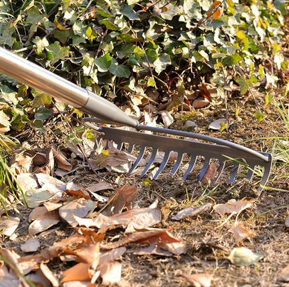 Garden Rake, 5 FT Metal Rake for Lawns Level Head Rakes with Stainless Steel Handle for Loosening