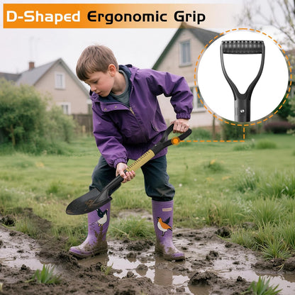 HIGHLIGHT Kids Shovel, Small Shovels for Digging, Overall Length 28 Inches, Mini D Handle