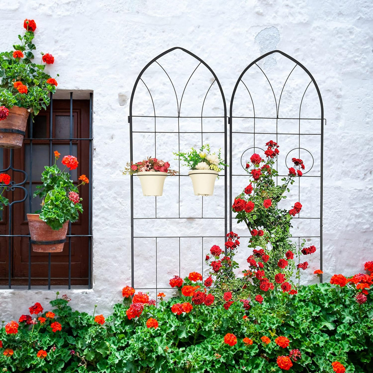 2 Pack Metal Garden Trellis 78.7" H Garden Fence Rustproof Trellis for Climbing Plants Support