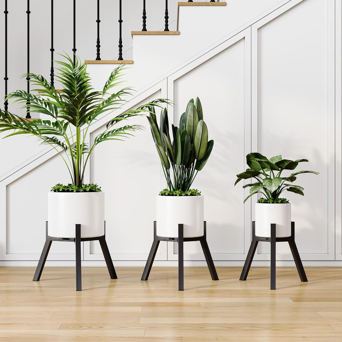 Adjustable Plant Stands Set of 2, Metal Modern Small Plant Holder, Heavy Duty Stable Flower Holder