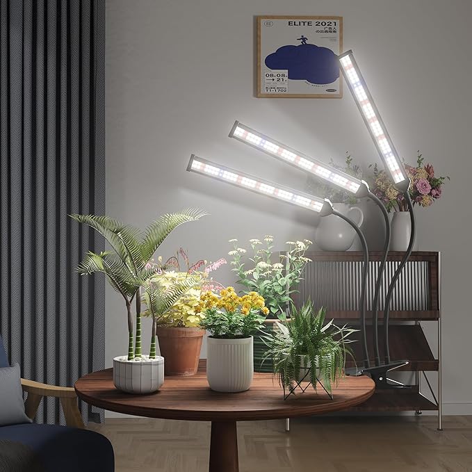 GooingTop Grow Light LED Gooseneck Lamp,Triple-Head Full Spectrum 222 LED Plant Lamp with Red Blue
