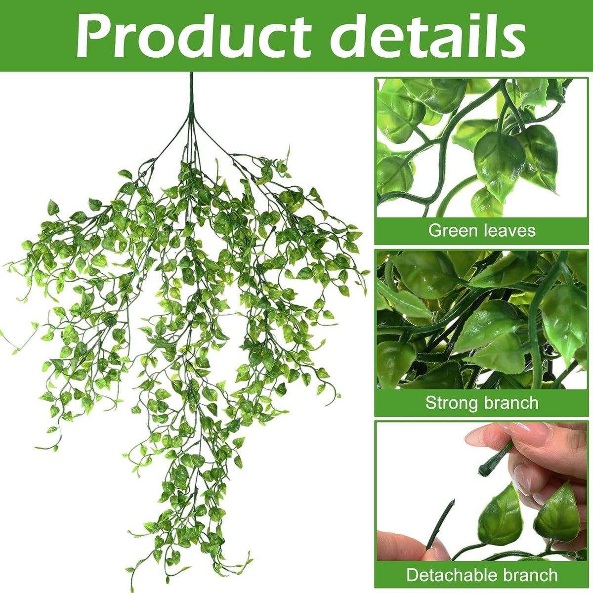 Hoteam 12 Pcs Artificial Hanging Plants 32 Inch Fake Ivy Vines with Fake Leaves Patio Artificial