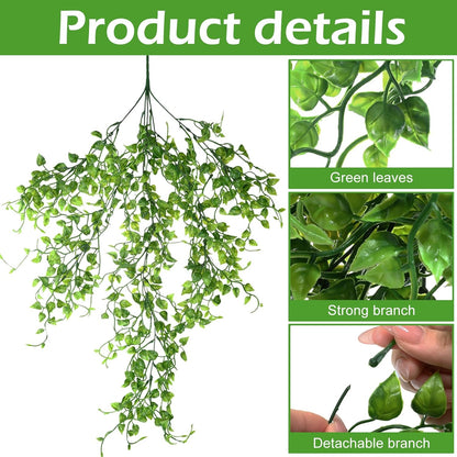 Hoteam 12 Pcs Artificial Hanging Plants 32 Inch Fake Ivy Vines with Fake Leaves Patio Artificial
