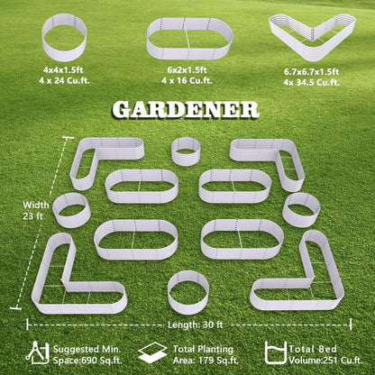 A ANLEOLIFE 12-Pack 4X4X1.5ft & 6X2X1.5ft & 81x81x18 in Deep Root Galvanized Raised Garden Beds