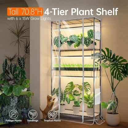 Bstrip Indoor Greenhouse with Grow Light, Tall Green House with 6 Pack T5 Full Spectrum Plant