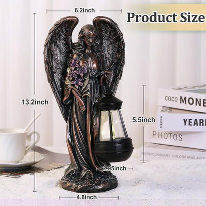 Solar Angel Outdoor Garden Decor Statues – 13.2 inches Solar Outdoor Sculptures for Outside Yard