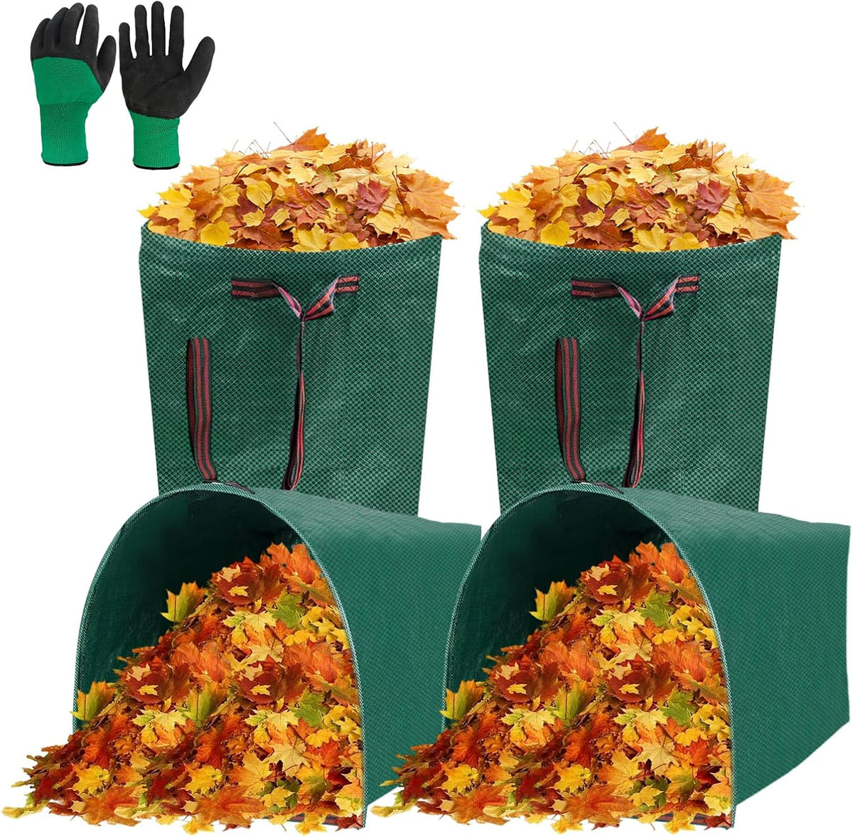 4Pack 40 Gallon Dustpan Type Lawn Bags Reusable Collapsible Heavy Duty Leaf Bags Yard Waste bags