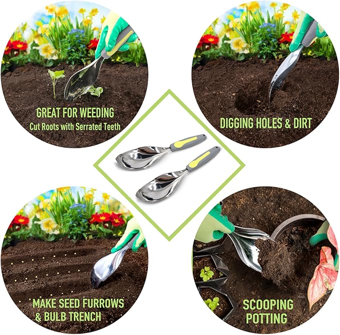 Jardineer 2Pack Garden Trowel, Stainless Steel Hand Shovel with Ergonomic Handle, Multi-Use Soil