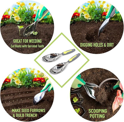 Jardineer 2Pack Garden Trowel, Stainless Steel Hand Shovel with Ergonomic Handle, Multi-Use Soil