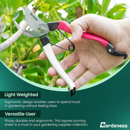 Gardeness Japanese Pruning Shears, Professional Bypass Heavy Duty Garden Pruner Secateurs