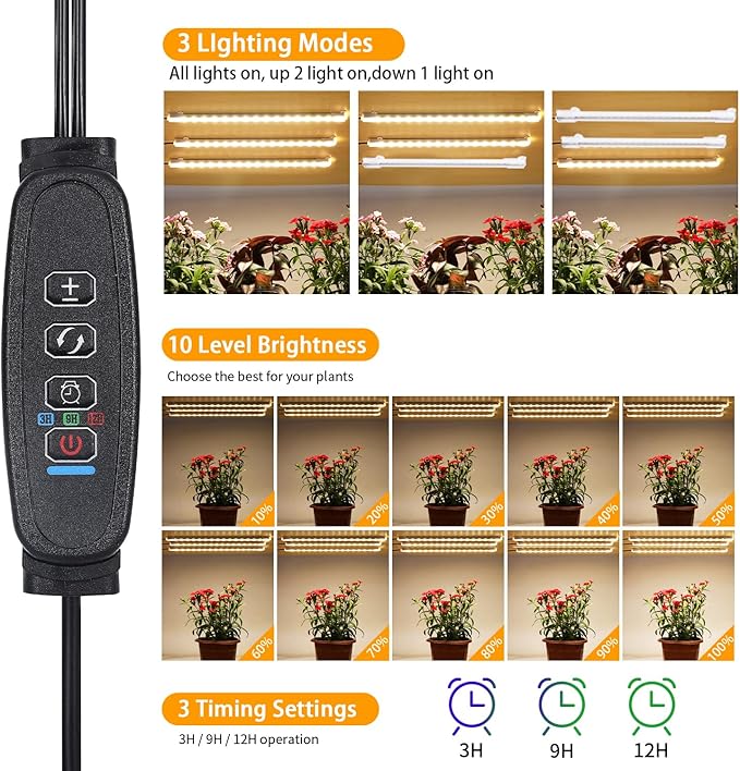LED Grow Light Strips, Grow Lights for Indoor Plants Full Spectrum 3000K, Plant Light Bar with