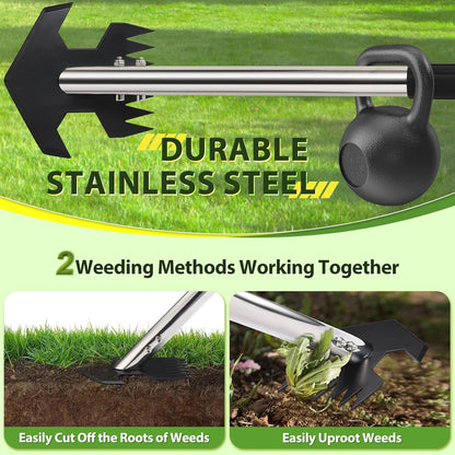 CAROD Hoe Garden Tool, Scuffle Garden Hoe for Weeding with 30-60 Inch Steel Long Handle, Dual Use