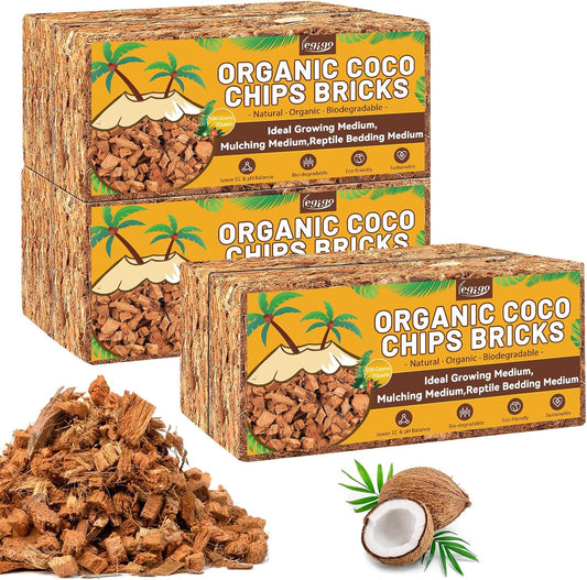 Legigo 6 Pack Coco Husk Chips- 6.6 LB 100% Organic Coconut Coir Chips Brick Potting Soil Mix with