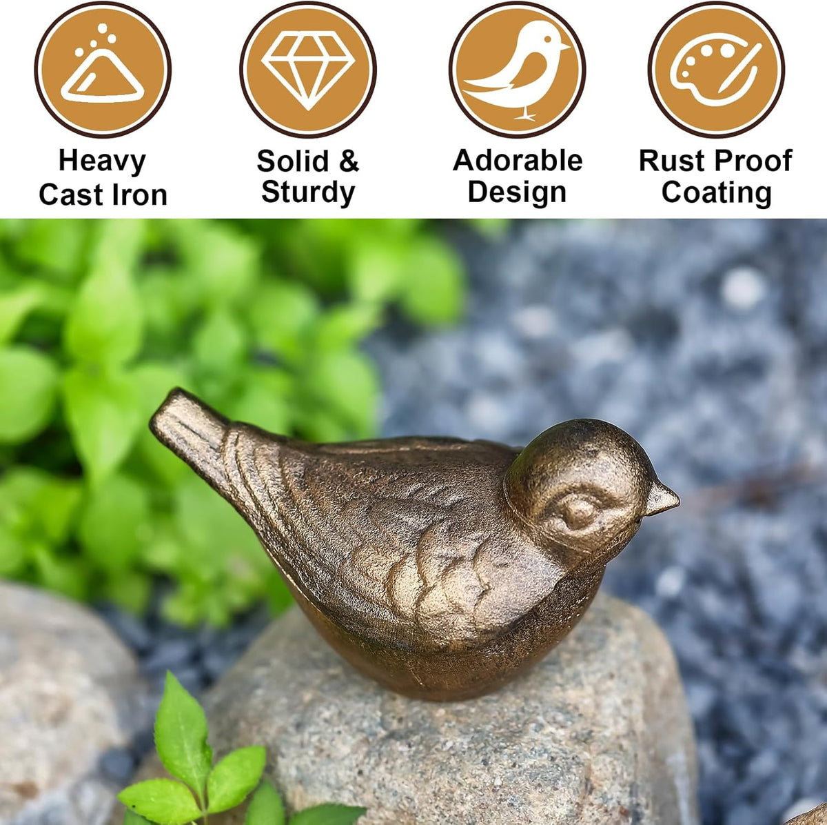 Bird Key Hiders Outside, Cast Iron Outdoor Hidden Keys Holder, Hide a Key Bird Statue, Antique Gold