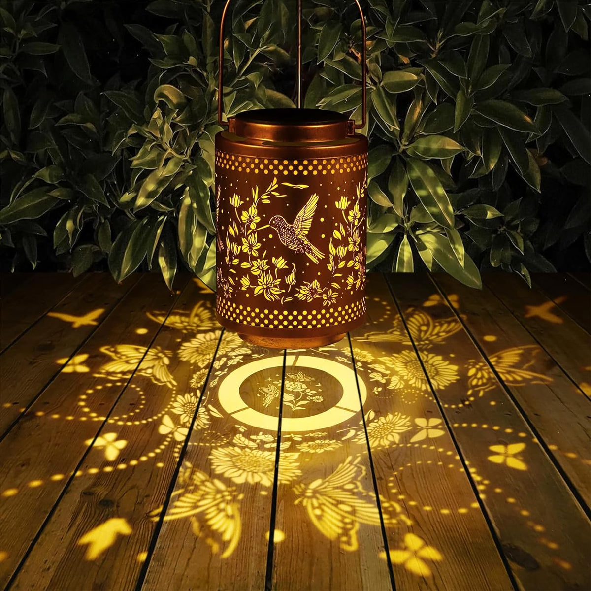2 Pack Hummingbird Solar Lanterns Garden Decor Birthday Gifts for Women Mon Grandma Metal Hanging