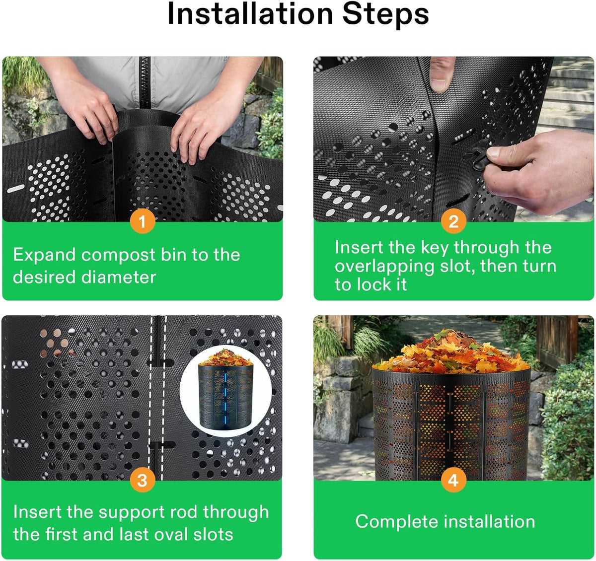 VIVOSUN 500 Gallon Outdoor Compost Bin, Expandable Composter, Easy to Setup & Large Capacity for