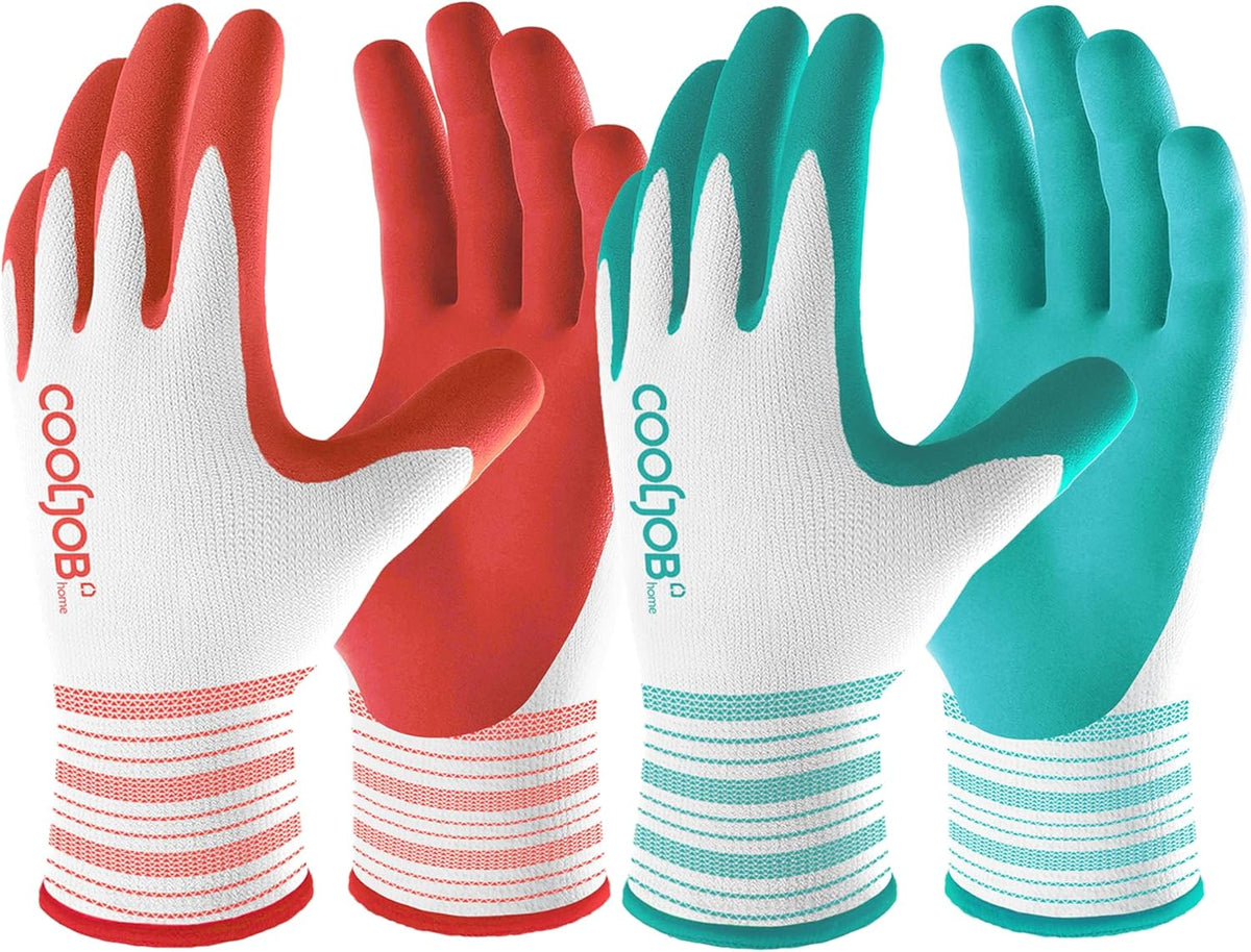 COOLJOB 10 Pairs Gardening Gloves for Women Ladies, Breathable Rubber Coated for Yard Garden