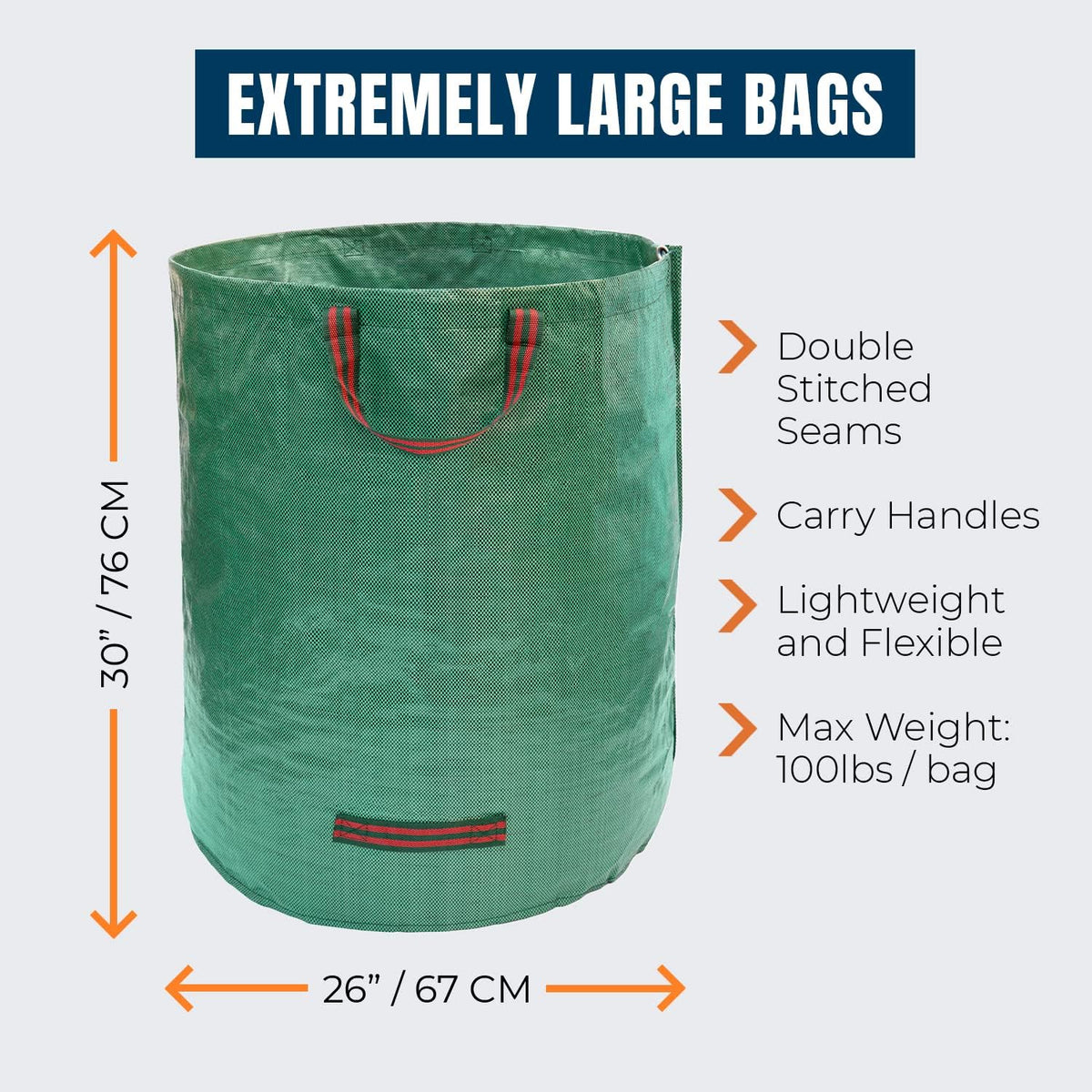 MEKKAPRO Big Gulp Lawn Bags, 3-Pack 72 gallons Heavy Duty Lawn and Leaf Bags with Reinforced