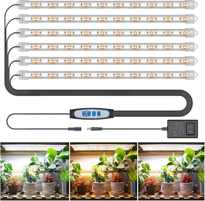 LED Plant Grow Light Strip, 36W 360 LEDs Grow Lights for Indoor Plants Full Spectrum with 6/12/16H